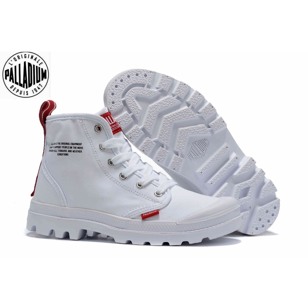 100%Original PALLADIUM White Martin Boots men's and women's Ribbon canvas shoes 35-45