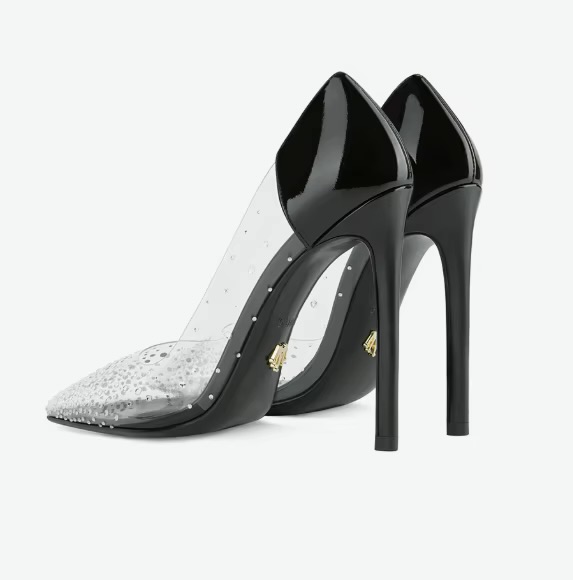 PVC transparent Point toe High heel wedding rhinestones shoes and pumps