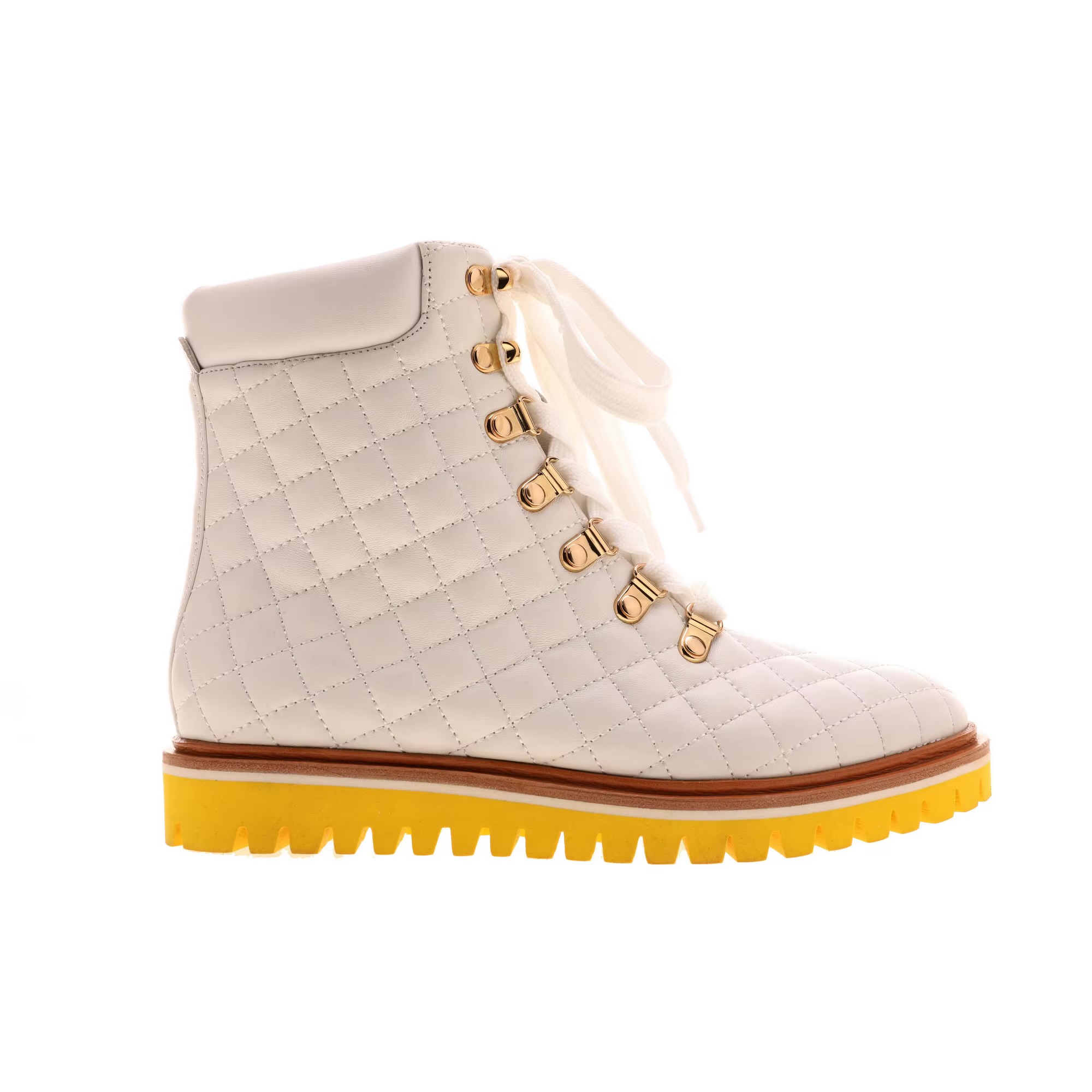 Popular Diamond Pattern Style Lace Up Ladies and Girls Causal Ankle Boots