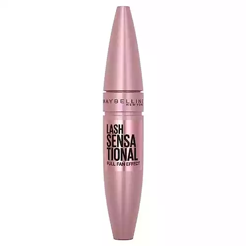 Maybelline Lash Sensational Washable Mascara, Lengthening and Volumizing for a Full Fan Effect, Blackest Black, 1 Count
