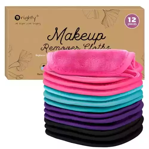 Orighty Makeup Remover Cloths 12 Pack, Makeup Removal Face Cleansing Cloth, Reusable Make Up Remover Pads Remove Instantly Dirt with Just Water, 5 x 5 in