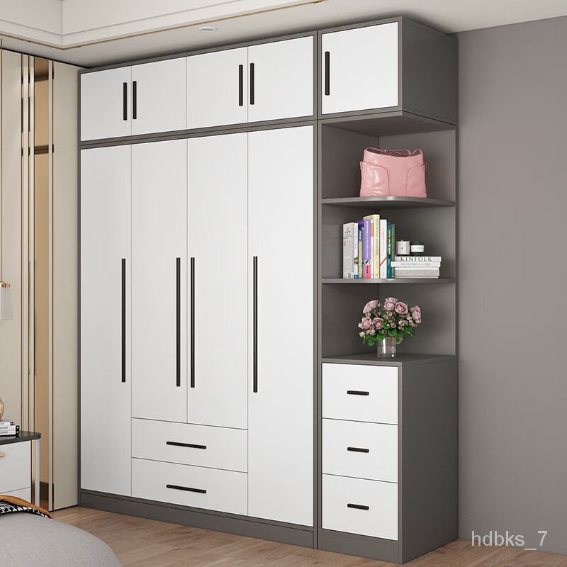 ！Spot Luo Jiimeng 2022New Solid Wood Wardrobe Home Bedroom Modern Simple and Simple Assembly Rental Room Combination Cab
